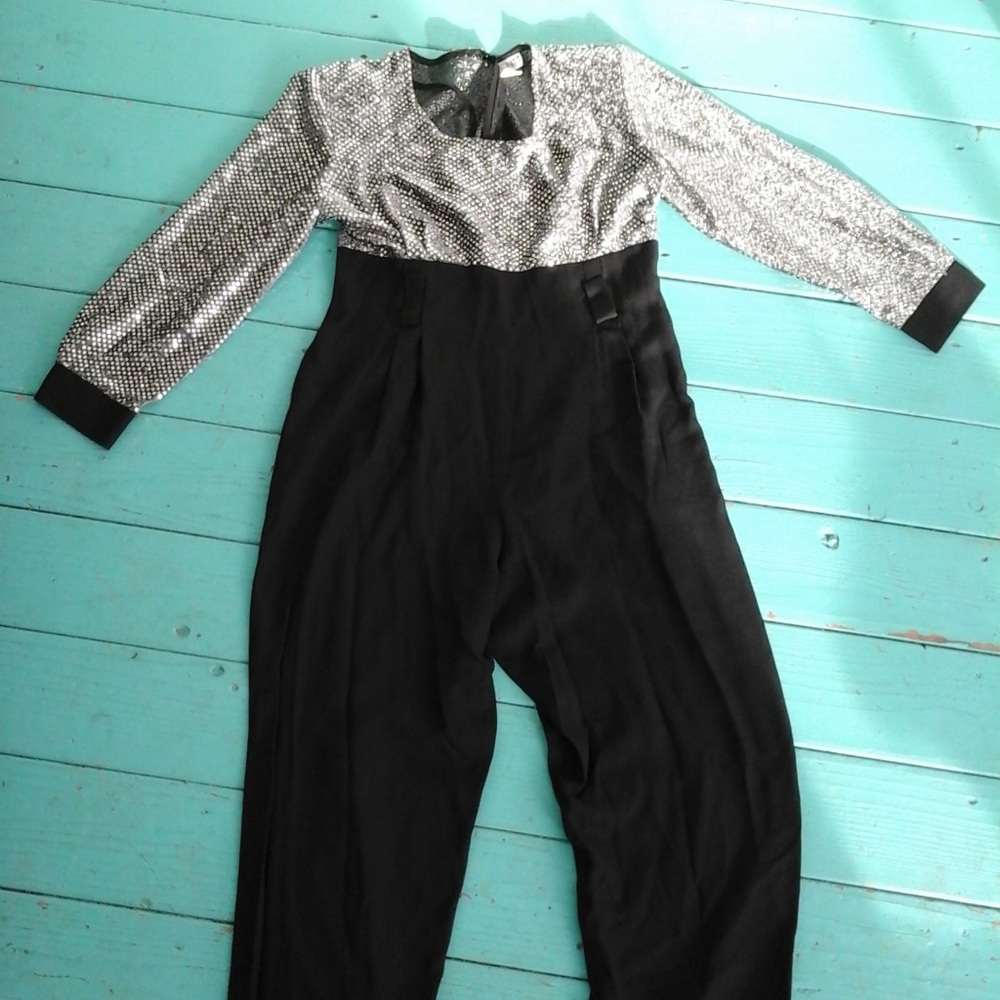 MENU Sequin Black and Silver Jumpsuit Size 14